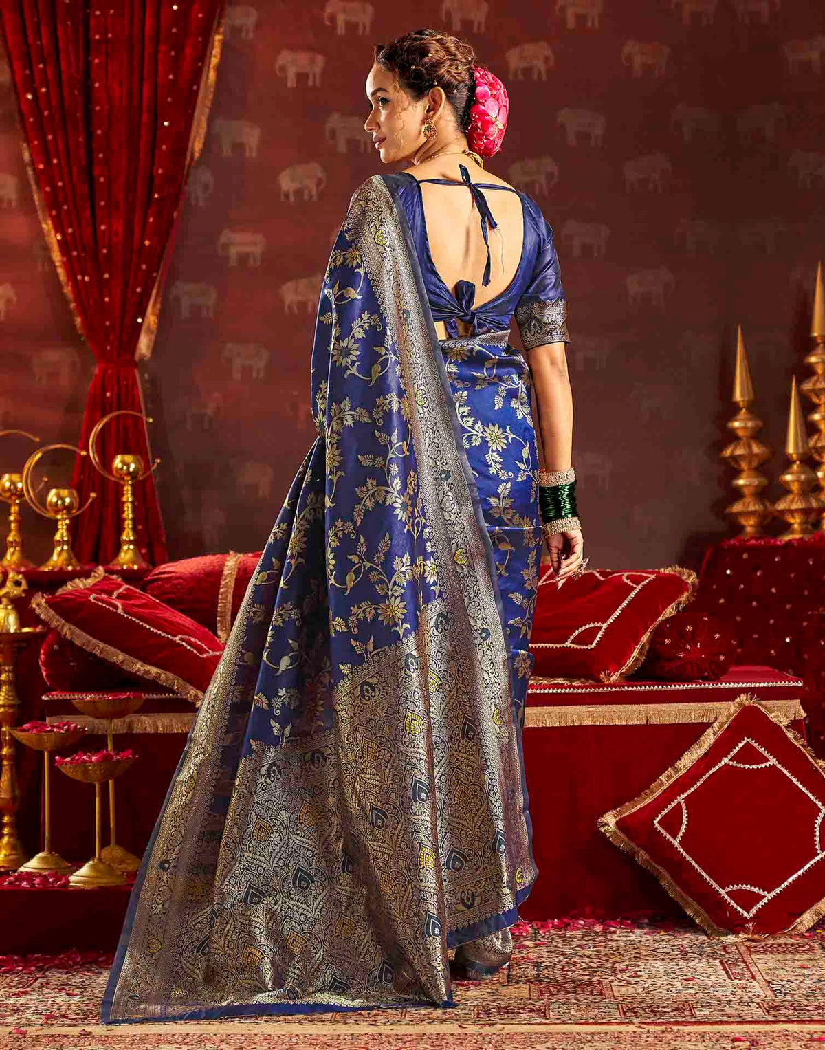 Royal Blue Silk Woven Banarasi Saree