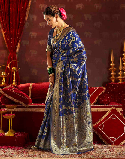 Royal Blue Silk Woven Banarasi Saree