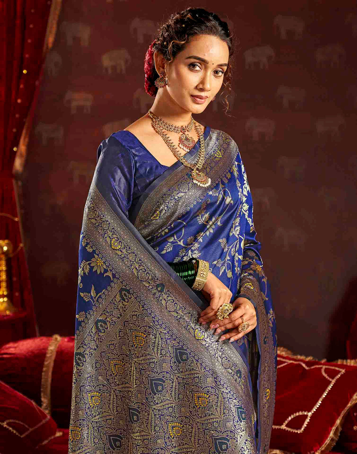 Royal Blue Silk Woven Banarasi Saree