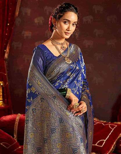 Royal Blue Silk Woven Banarasi Saree