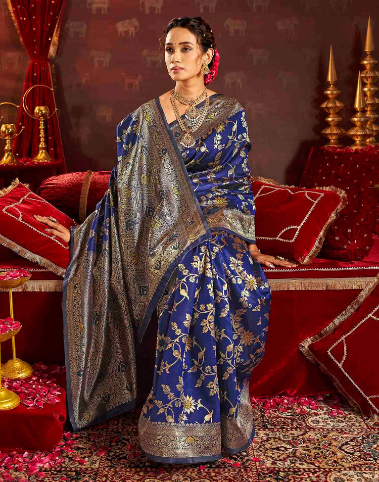 Royal Blue Silk Woven Banarasi Saree