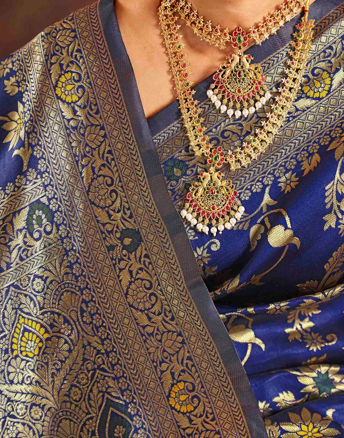 Royal Blue Silk Woven Banarasi Saree