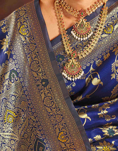 Royal Blue Silk Woven Banarasi Saree