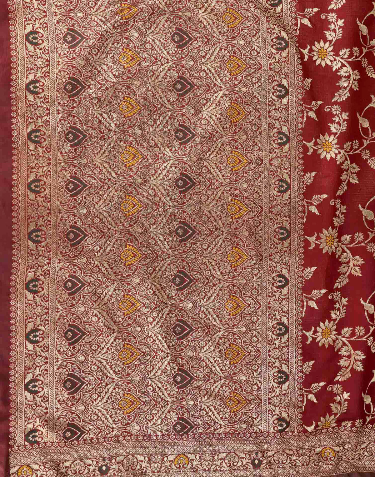 Maroon Silk Woven Banarasi Saree