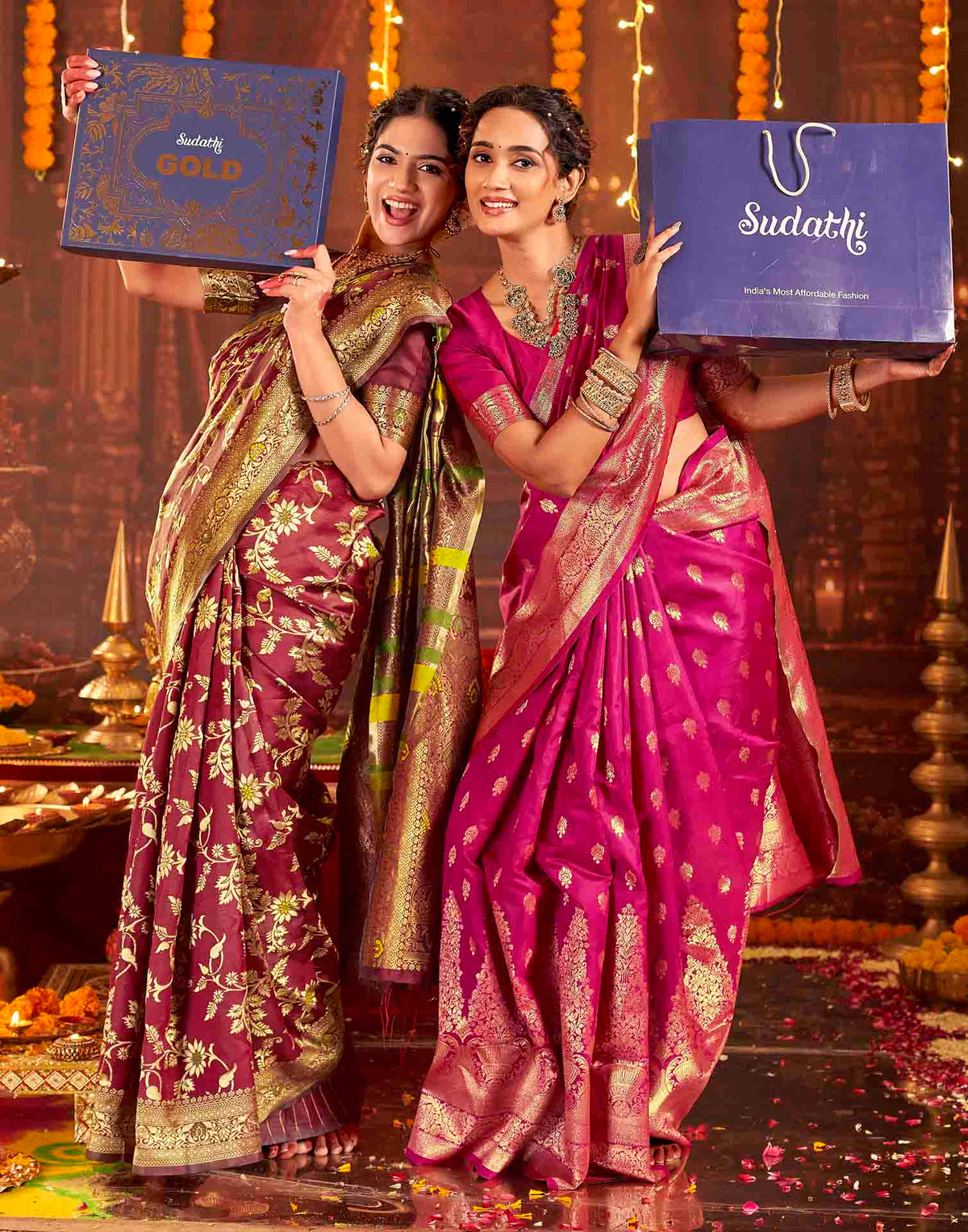 Maroon Silk Woven Banarasi Saree