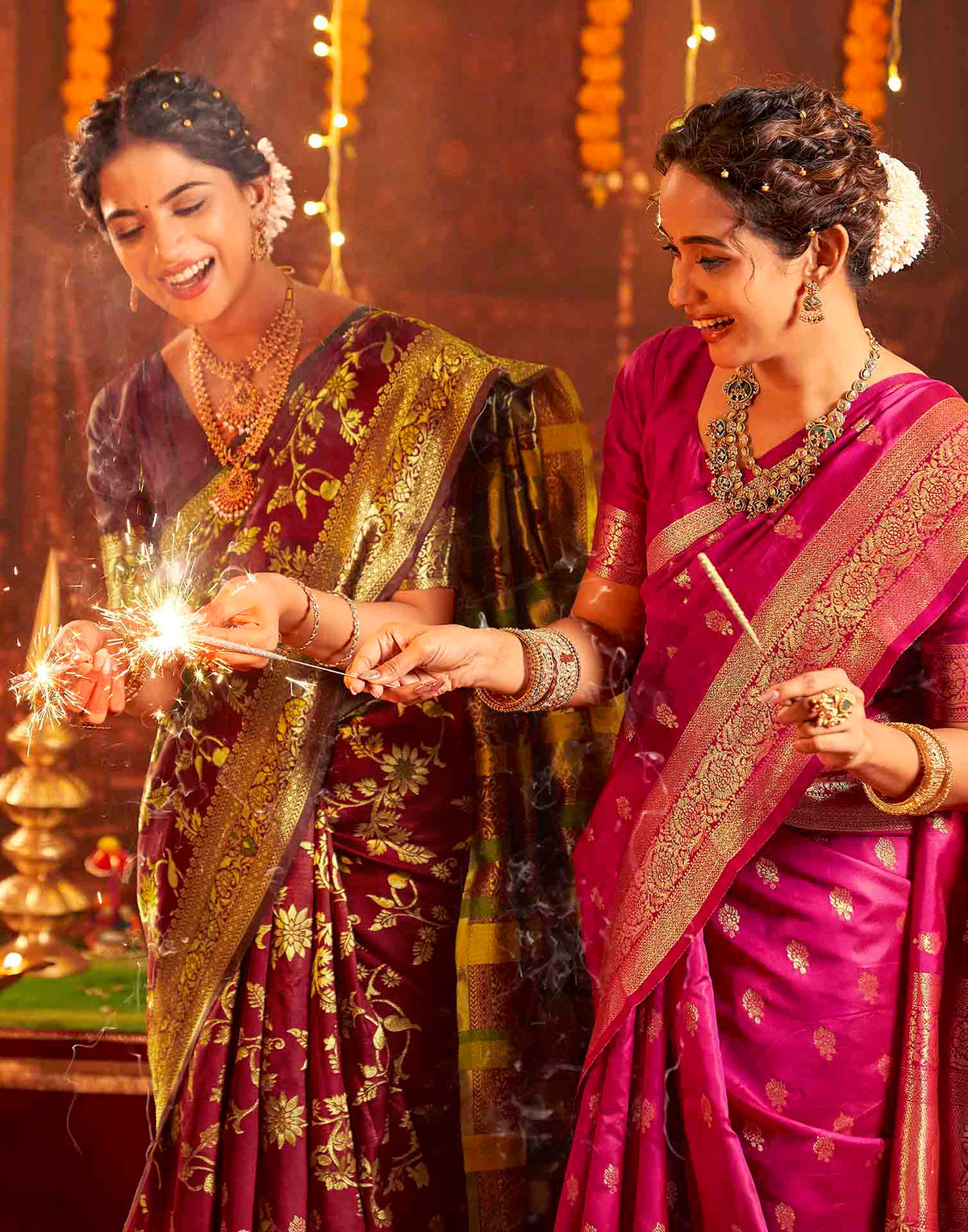 Maroon Silk Woven Banarasi Saree