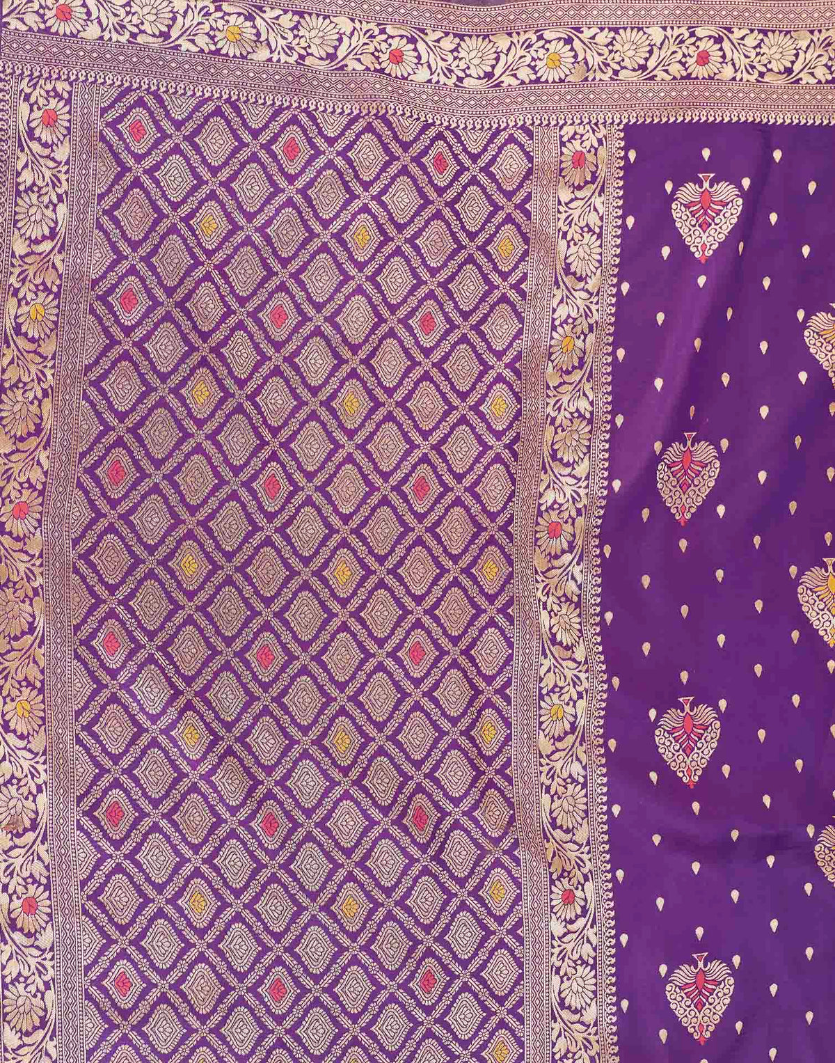Wine Silk Woven Banarasi Saree