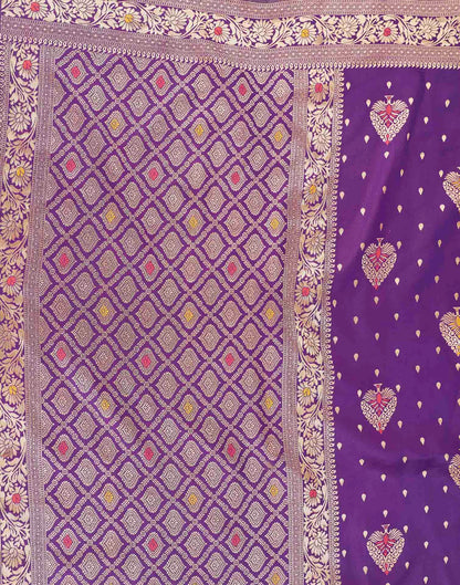 Wine Silk Woven Banarasi Saree