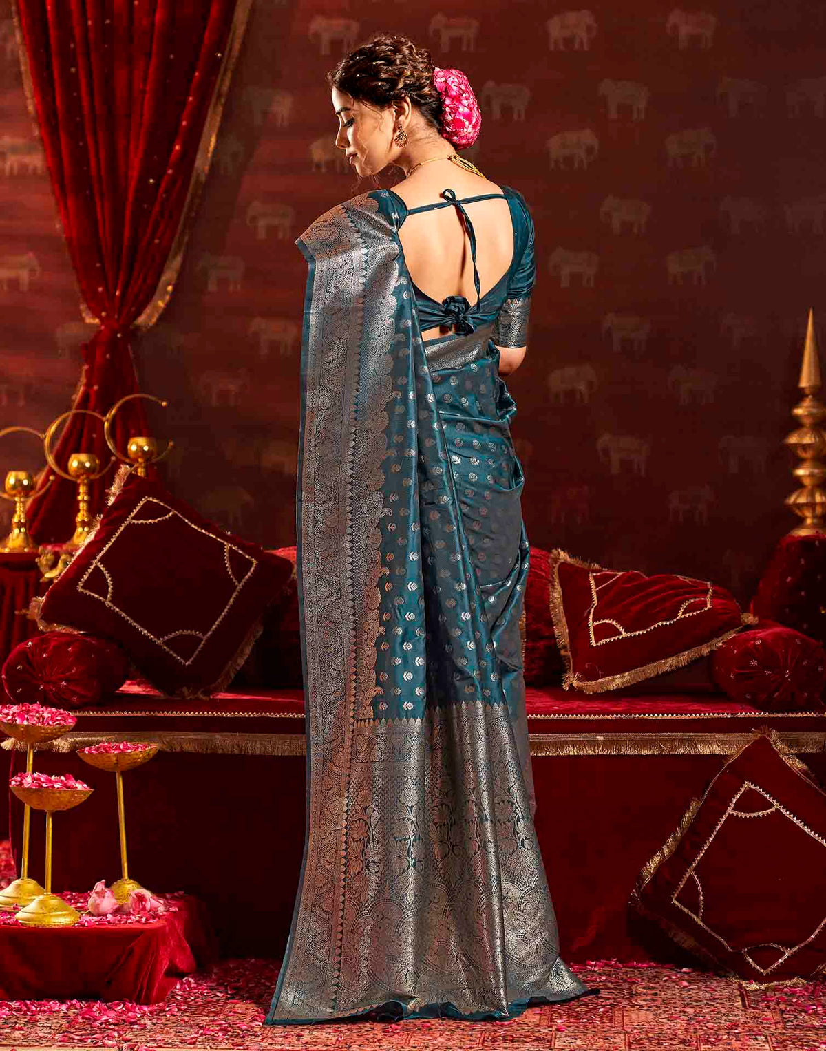 Blue Silk Woven Banarasi Saree