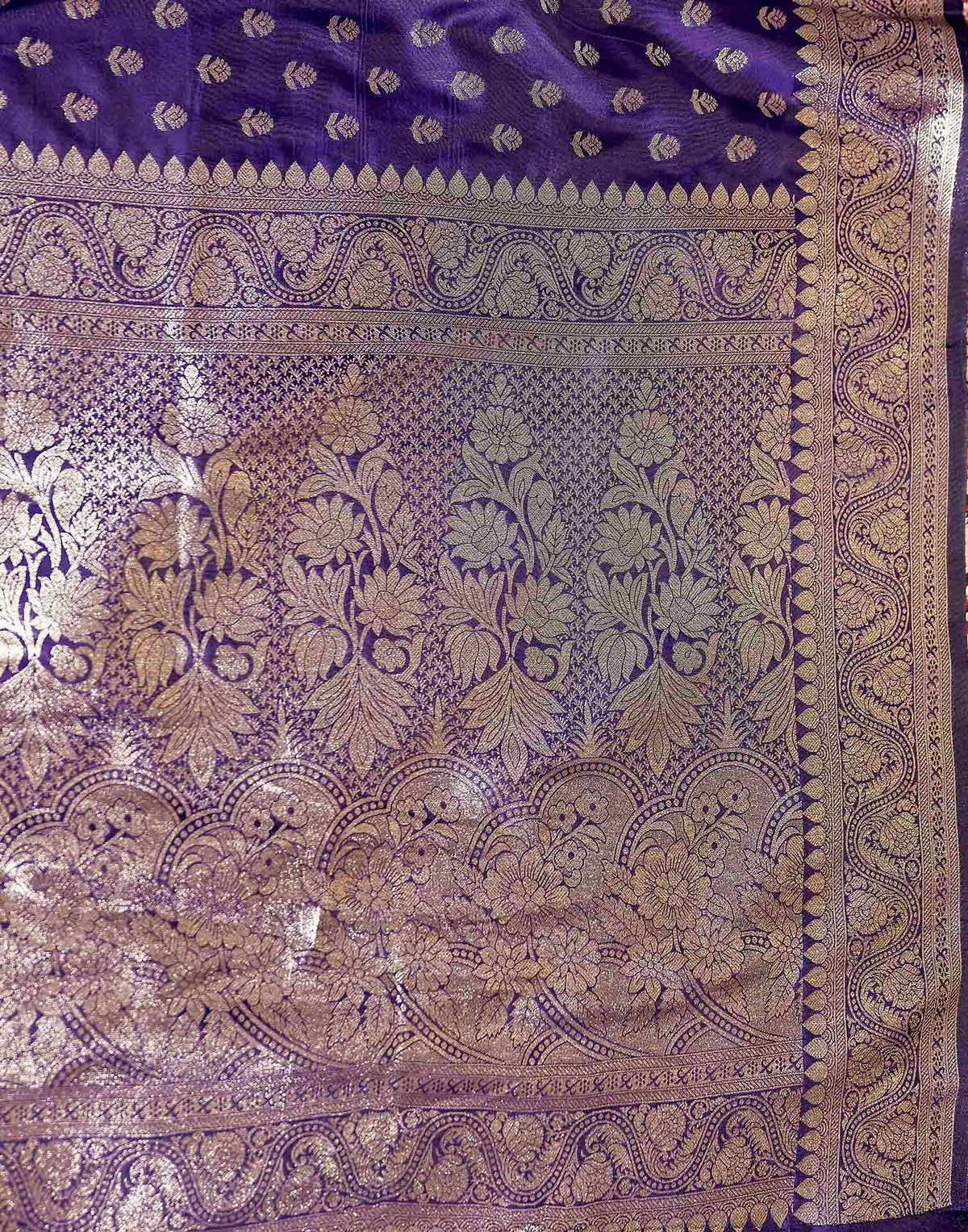 Navy Blue Silk Woven Banarasi Saree