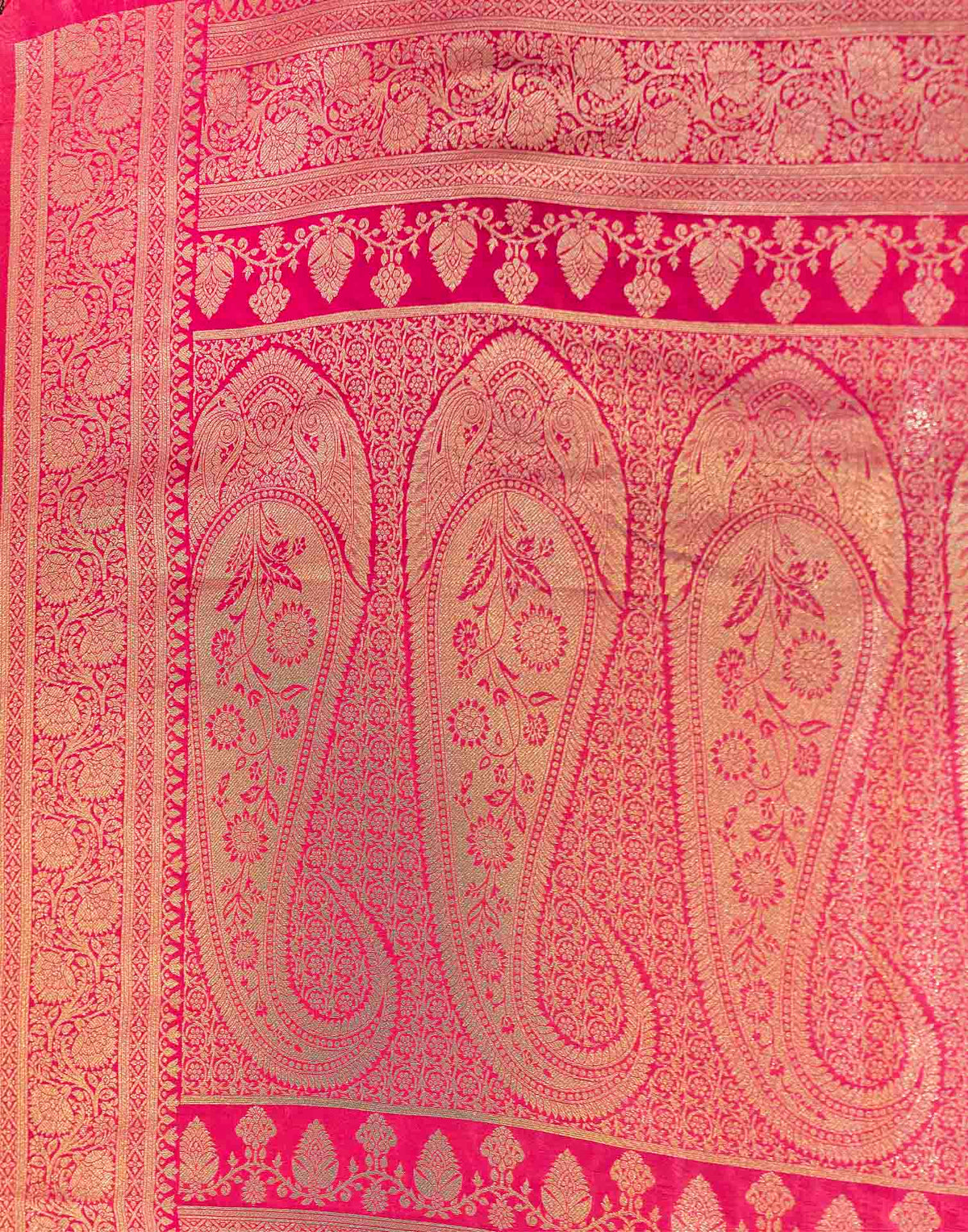 Dark Pink Silk Woven Banarasi Saree