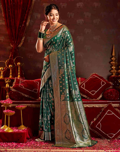 Dark Green Silk Woven Banarasi Saree