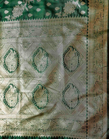 Dark Green Silk Woven Banarasi Saree