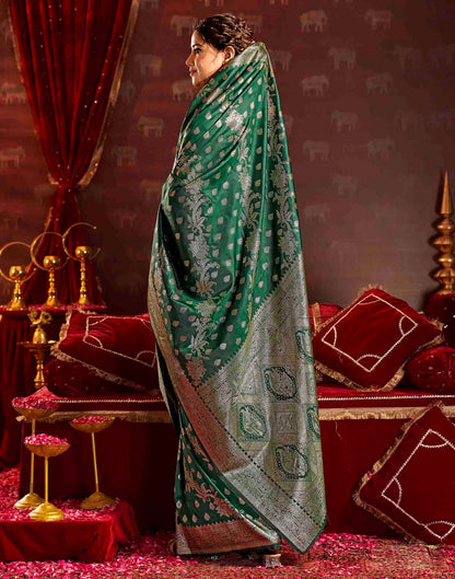 Dark Green Silk Woven Banarasi Saree
