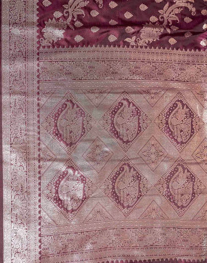 Wine Silk Woven Banarasi Saree