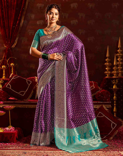 Wine Silk Woven Banarasi Saree