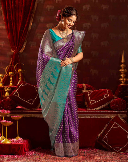Wine Silk Woven Banarasi Saree
