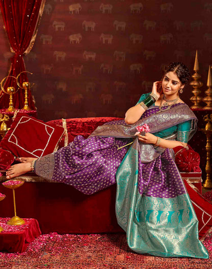 Wine Silk Woven Banarasi Saree