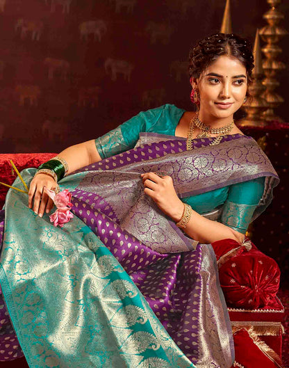 Wine Silk Woven Banarasi Saree