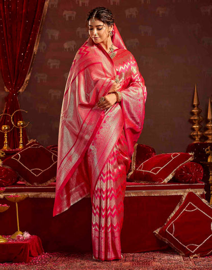 Dark Magenta Silk Woven Banarasi Saree
