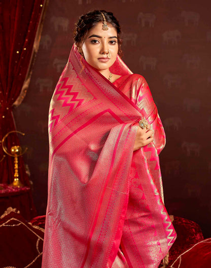 Dark Magenta Silk Woven Banarasi Saree
