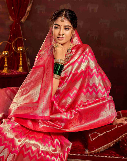 Dark Magenta Silk Woven Banarasi Saree