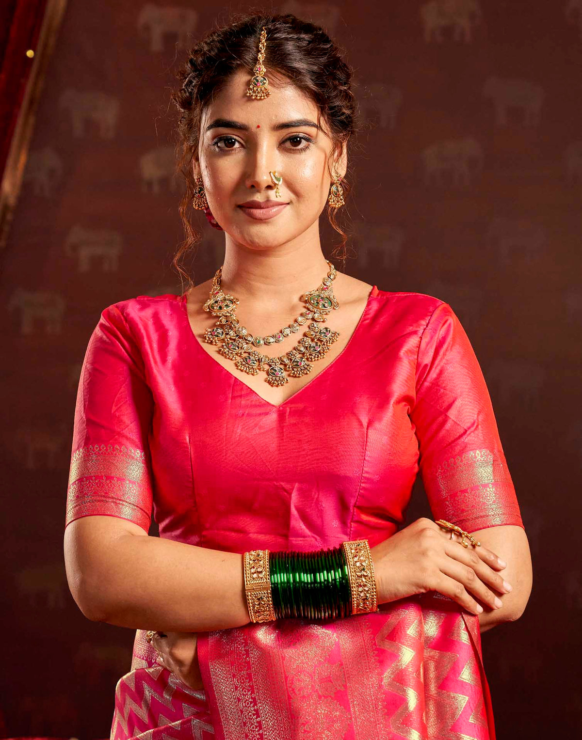Dark Magenta Silk Woven Banarasi Saree