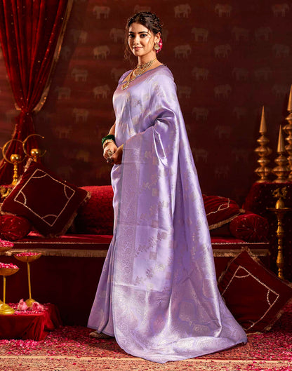 Lavender Silk Woven Banarasi Saree