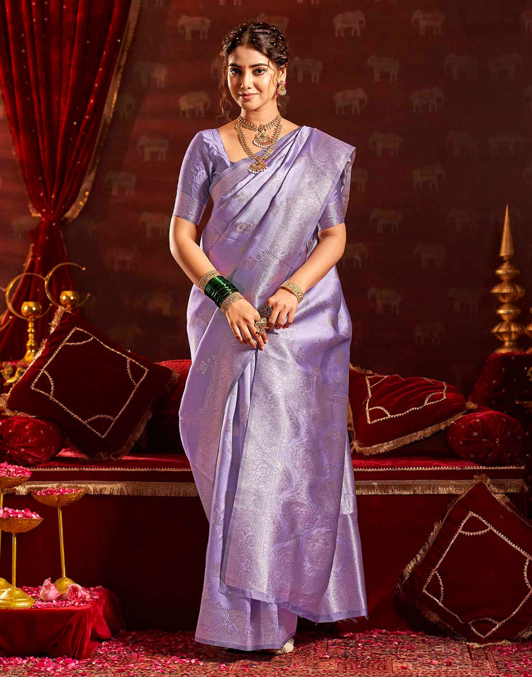 Lavender Silk Woven Banarasi Saree