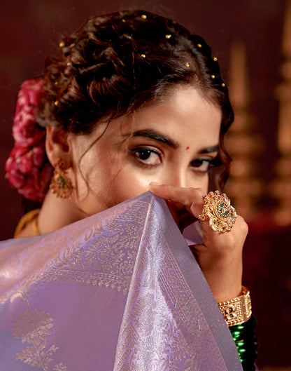 Lavender Silk Woven Banarasi Saree