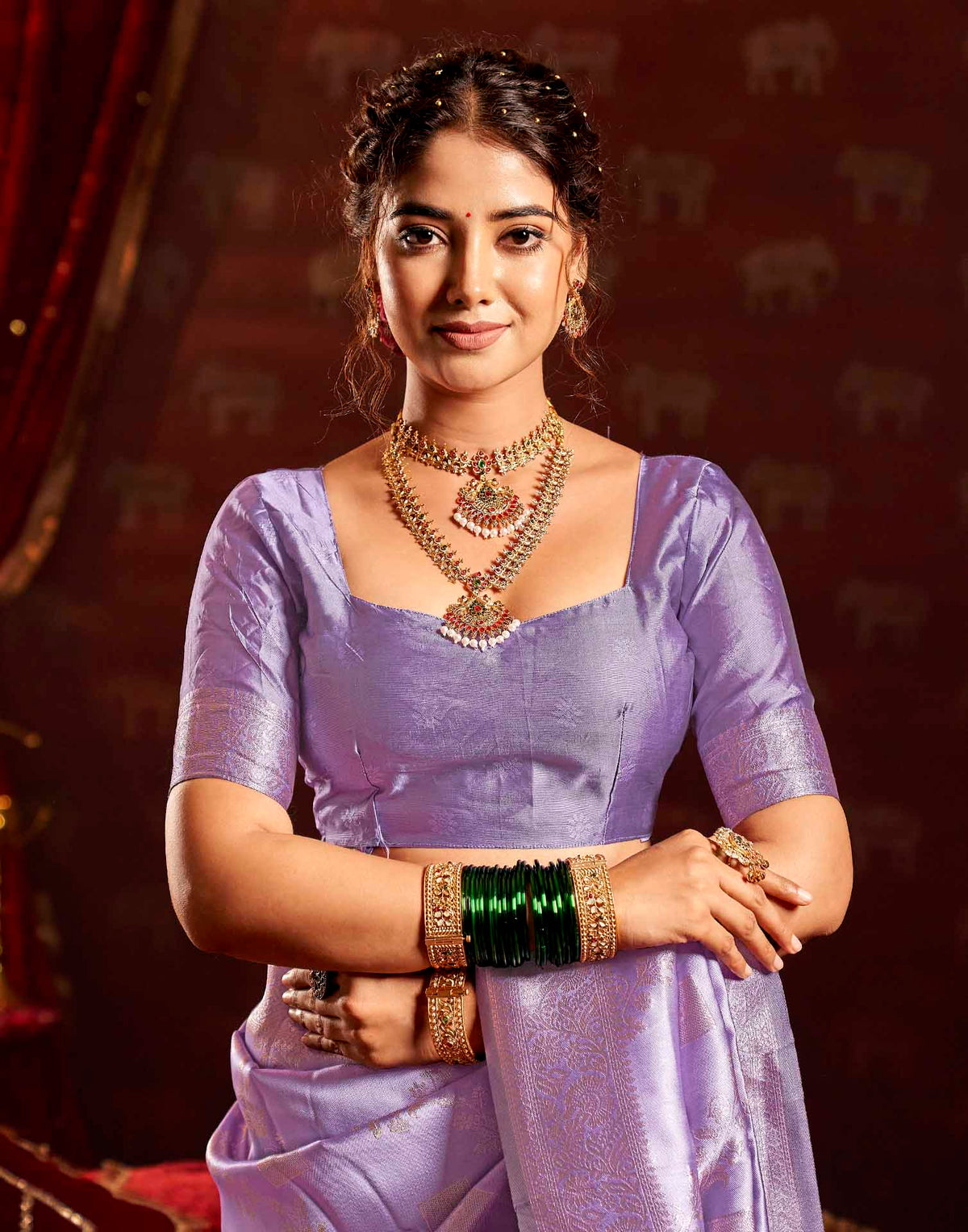 Lavender Silk Woven Banarasi Saree