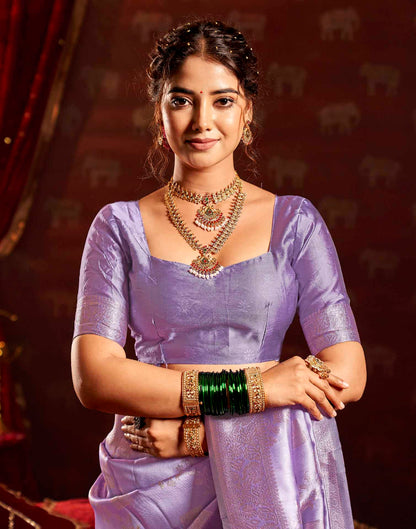 Lavender Silk Woven Banarasi Saree