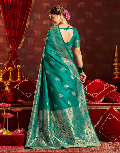 Rama Blue Silk Woven Banarasi Saree