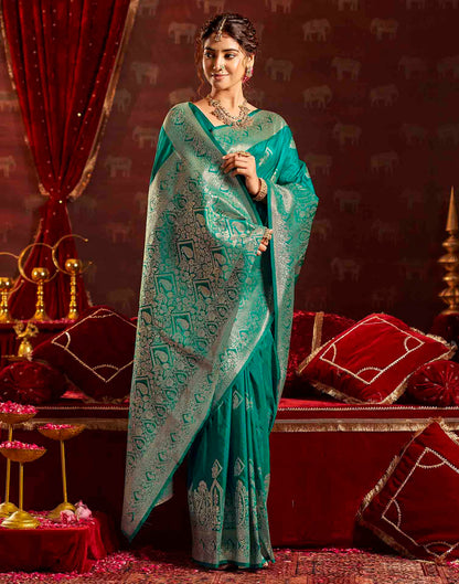Rama Blue Silk Woven Banarasi Saree