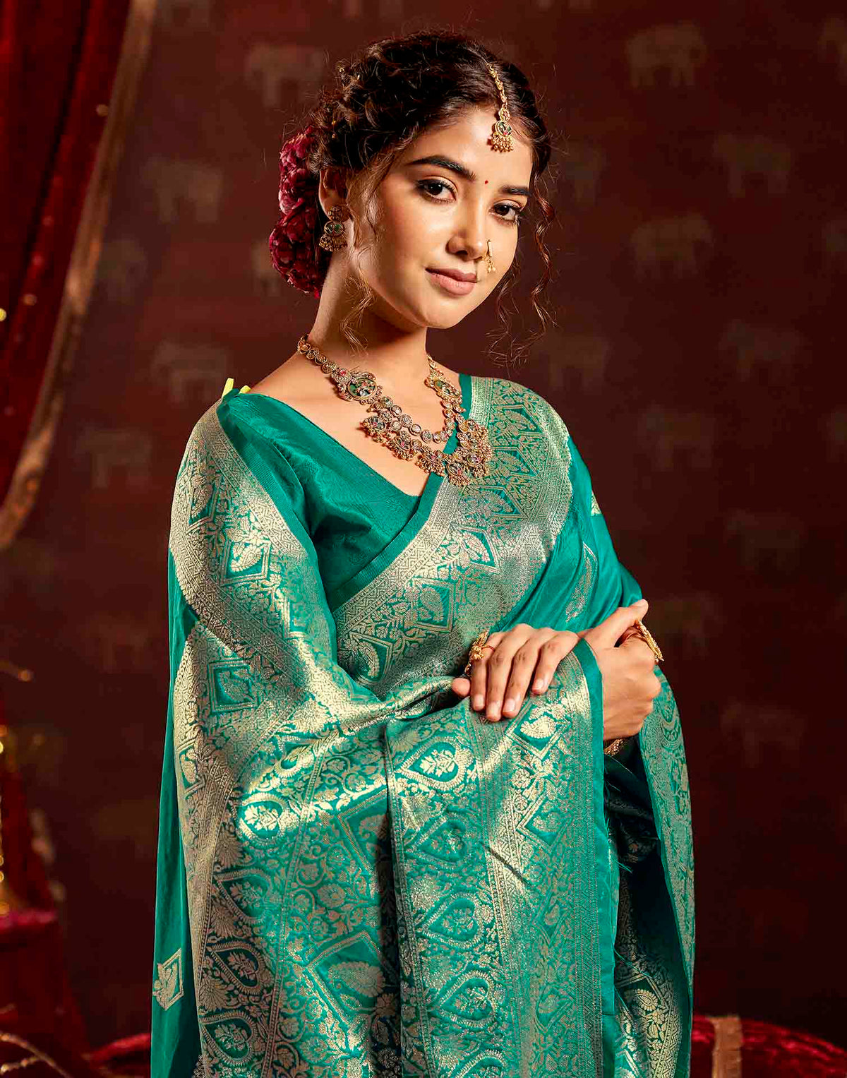 Rama Blue Silk Woven Banarasi Saree