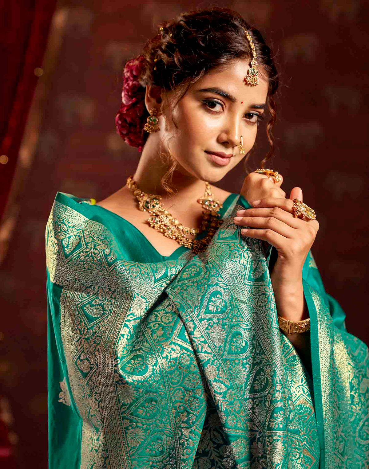 Rama Blue Silk Woven Banarasi Saree