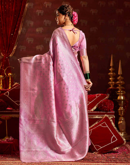 Baby Pink Silk Woven Banarasi Saree