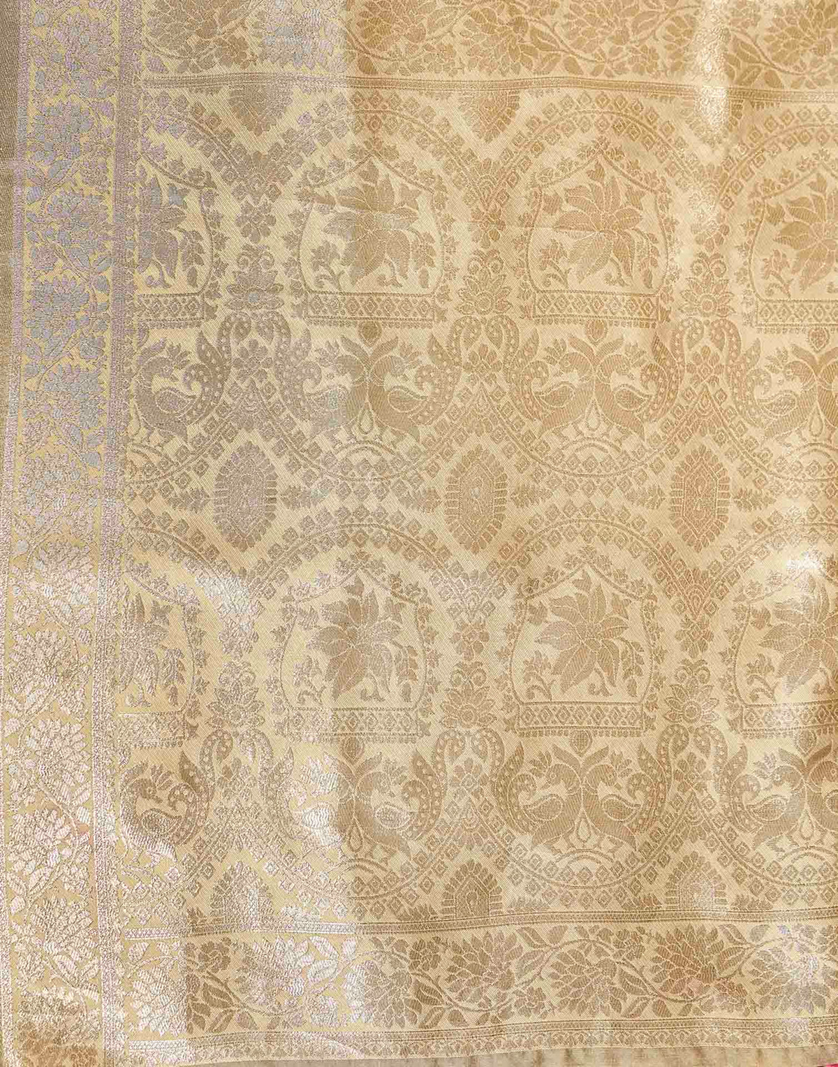 Golden Beige Silk Woven Banarasi Saree