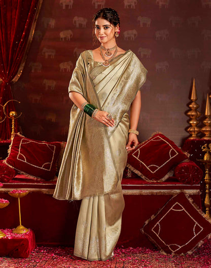 Golden Beige Silk Woven Banarasi Saree