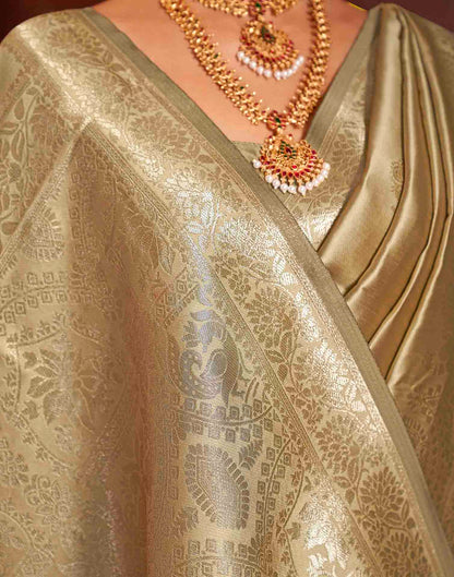 Golden Beige Silk Woven Banarasi Saree
