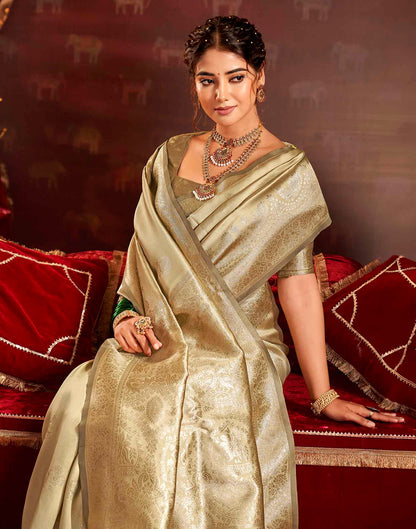 Golden Beige Silk Woven Banarasi Saree