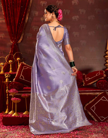 Lavender Silk Woven Banarasi Saree