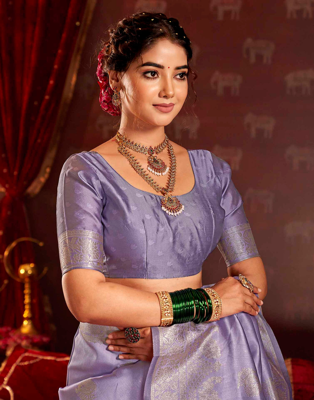 Lavender Silk Woven Banarasi Saree