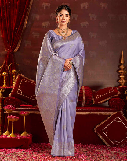 Lavender Silk Woven Banarasi Saree
