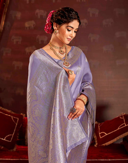 Lavender Silk Woven Banarasi Saree