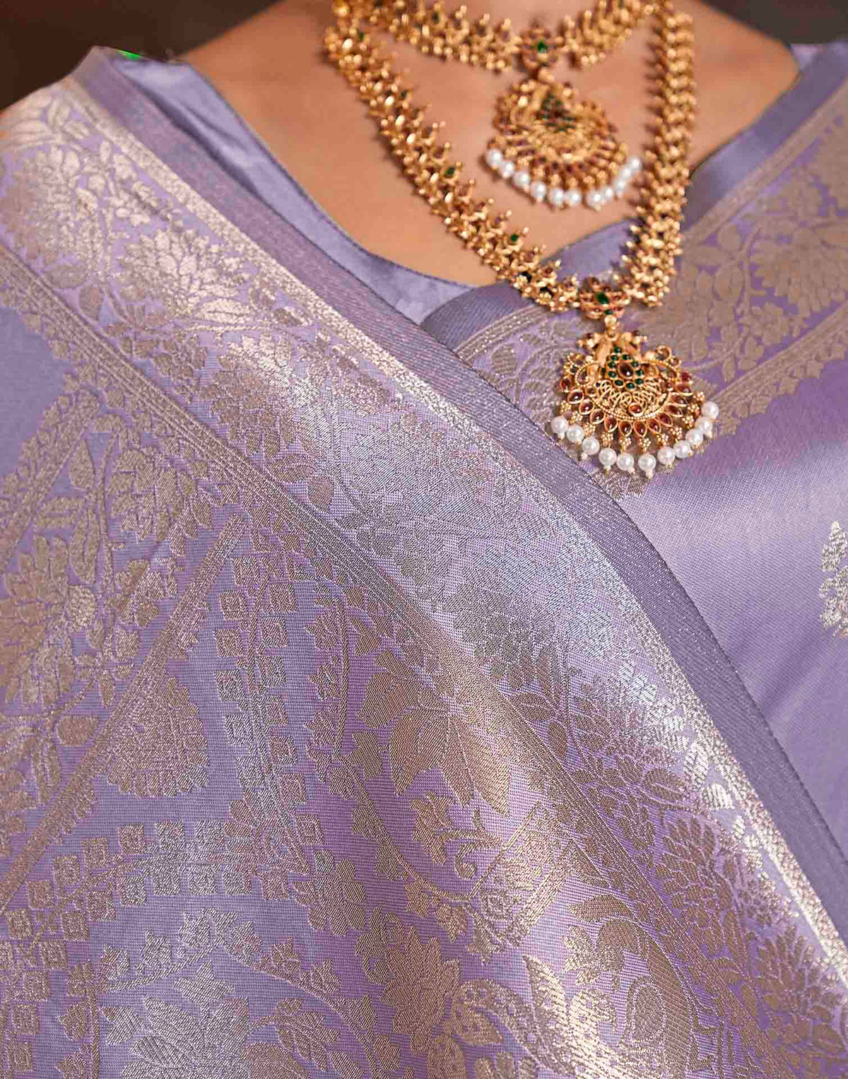Lavender Silk Woven Banarasi Saree