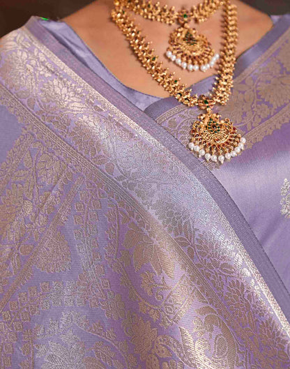 Lavender Silk Woven Banarasi Saree