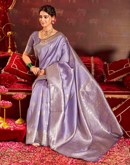 Lavender Silk Woven Banarasi Saree