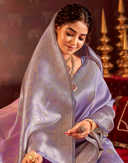 Lavender Silk Woven Banarasi Saree