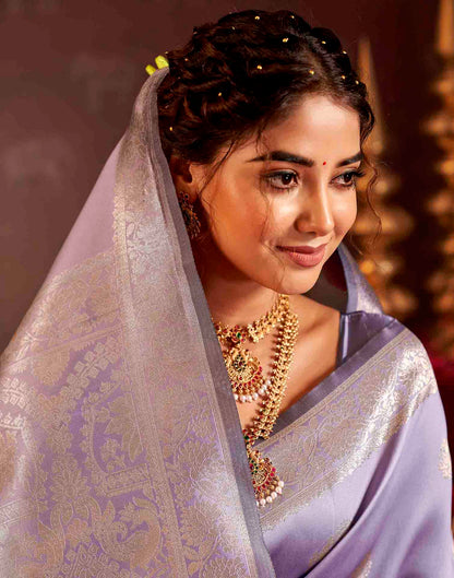 Lavender Silk Woven Banarasi Saree